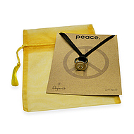 peace ring gold dipped necklace on chocolate leather strap