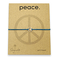 small peace bracelet gold dipped on teal irish linen