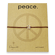 small peace bracelet gold dipped on tobacco irish linen