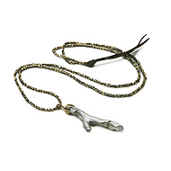 mixed brass bead necklace with sterling silver branch