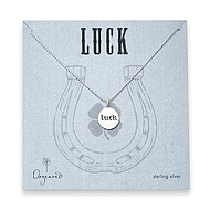 luck shine sterling silver word disc necklace