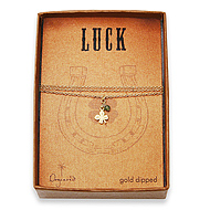 luck seed necklace gold dipped tiny four leaf clover and green jade gem