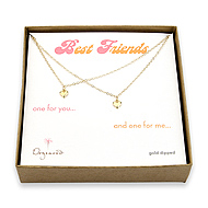 best friends gold dipped two necklace set on tiny ball chain