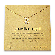small guardian angel gold dipped on tiny ball chain necklace