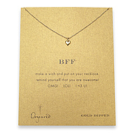bff reminder necklace with gold dipped cupid heart