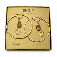 shine hoop earrings with tigers eye teardrop and angel wings