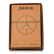 peace seed gold dipped necklace with tiny peace sign and amazonite gem