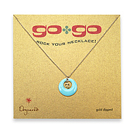 go go necklace mint disc with gold dipped peace sign