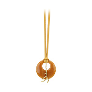 inner circle necklace red adventurine disc with gold dipped branch on mustard strap