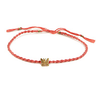 friendship bracelet with gold dipped butterfly on rose thread