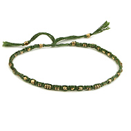 friendship bracelet with brass beads on leaf thread
