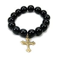 onyx large goddess bracelet with gothic cross