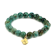 turquoise small goddess bracelet with four leaf clover