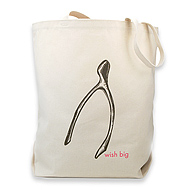 wish big with wishbone reusable tote bag