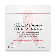 breast cancer find a cure make a wish necklace with sterling silver wishbone on pink - 18 inch
