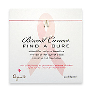 breast cancer find a cure make a wish necklace with gold dipped wishbone on pink
