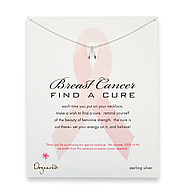 breast cancer find a cure sterling silver reminder necklace with wishbone - 18 inch
