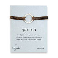 large karma branch bracelet sterling silver on earth leather