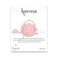 large lotus karma disc sterling silver necklace