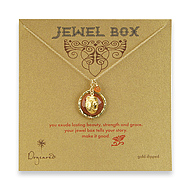 faceted goldstone coin gold dipped necklace with lion head - 24 inch