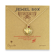faceted olive jade coin gold dipped necklace with bee - 24 inch