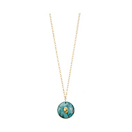round turquoise cabachon necklace with lion head - 18 inch