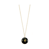 round onyx cabachon necklace with snake - 18 inch