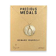 precious medals necklace with gold dipped wishbone silhouette