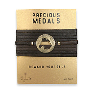 precious medals gold dipped horse head silhouette leather wrap bracelet