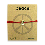 medium textured peace bracelet gold dipped on red irish linen