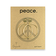 gold dipped peace hoop earrings