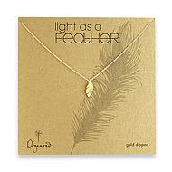 light as a feather small gold dipped feather necklace