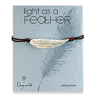 light as a feather large feather bracelet on leather