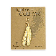 light as a feather large gold dipped feather earrings