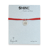 shine love sterling silver bracelet on red irish linen