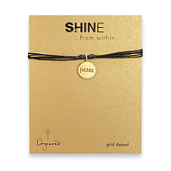 shine peace sterling silver bracelet on black irish linen : Dogeared Jewels and Gifts :  dogeared jewels and gifts black gold dipped irish linen