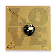 love small onyx heart gold dipped necklace with heart lock and key