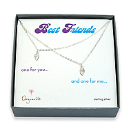 best friends sterling silver angel wings set of 2 necklaces - 18 inch