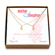 mother and daughter gold dipped angel wings set of 2 necklaces - 18 inch
