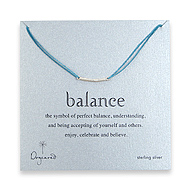 sterling silver balance bar necklace on teal irish linen