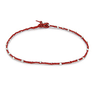 sparkle twisted strand sterling silver anklet on red irish linen