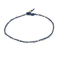 sparkle twisted strand sterling silver anklet on teal irish linen