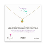 learning to fly gold dipped necklace with butterfly and green onyx bead