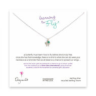 learning to fly sterling silver necklace with butterfly and green onyx bead