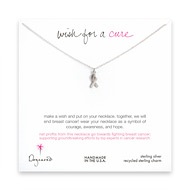 wish for a cure sterling silver ribbon necklace