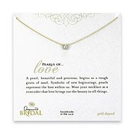 bridal pearls of love gold dipped necklace with white pearl - 18 inches
