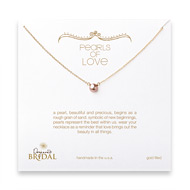 bridal pearls of love rose pearl necklace, gold dipped -18 inches