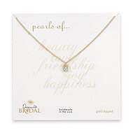 bridal wrapped white pearl gold dipped reminder necklace - 18 inches