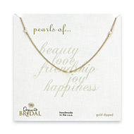 bridal gold dipped small white three pearl necklace - 18 inches