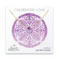 bridal celebrate love gold dipped necklace with faceted amethyst - 18 inches